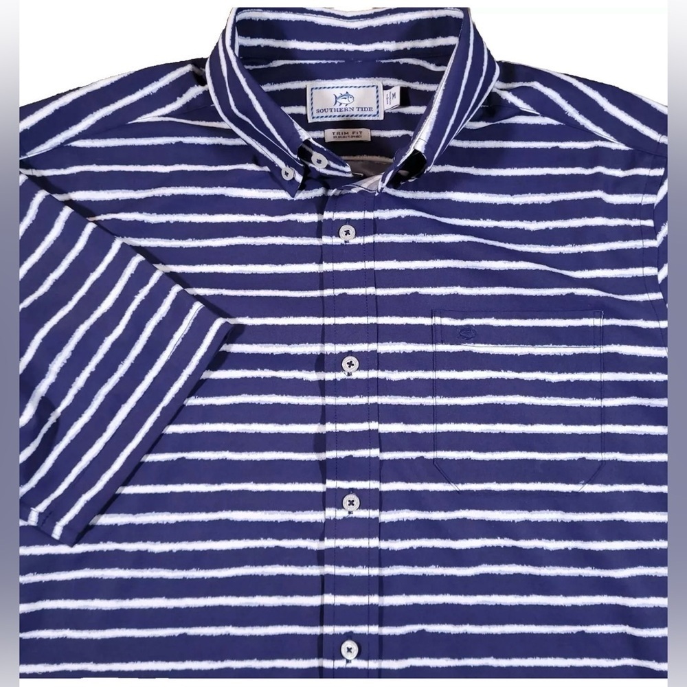 Men’s Southern Tide Slim Fit Tie Dye Striped Performance Button Down Shirt Sz M